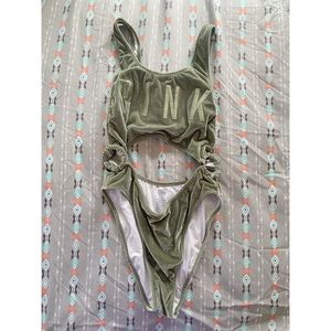 PINK velvet cut out one piece